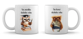 Hrnek Učitelka sova - začátek a konec školního roku