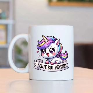 Hrnek Cute but Psycho - jednorožec